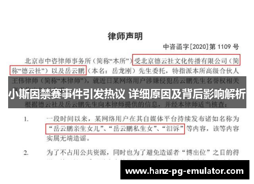 小斯因禁赛事件引发热议 详细原因及背后影响解析 小斯因禁赛事件引发热议 详细原因及背后影响解析