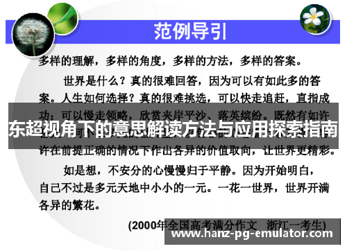 东超视角下的意思解读方法与应用探索指南 东超视角下的意思解读方法与应用探索指南
