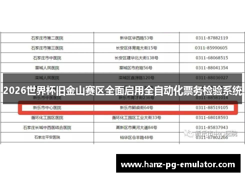2026世界杯旧金山赛区全面启用全自动化票务检验系统 2026世界杯旧金山赛区全面启用全自动化票务检验系统